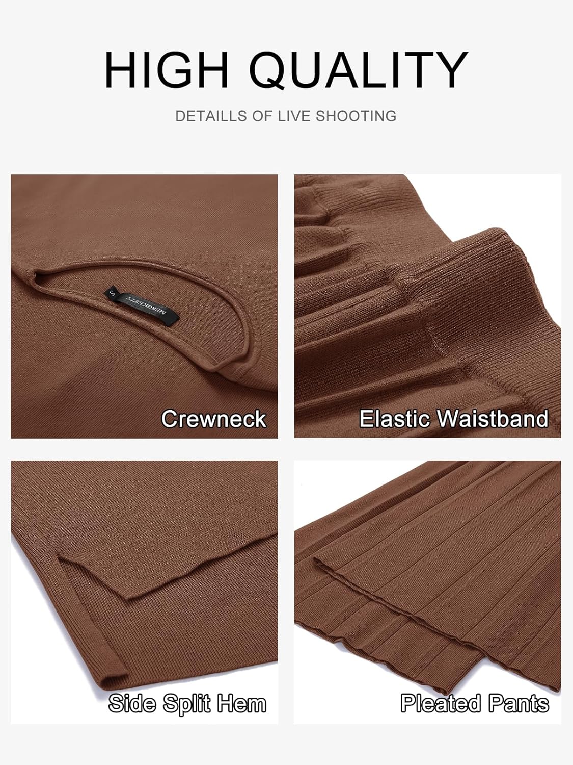 Women’s 2 Piece Outfits Knit Matching Lounge Sets Cap Sleeve Sweater Top