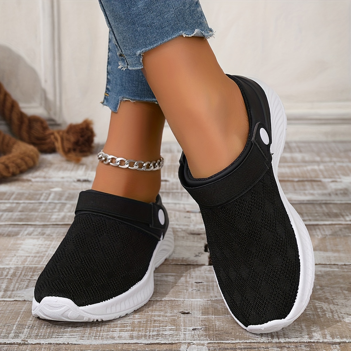 Women's Breathable Knit Mule Sneakers