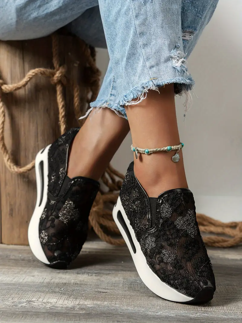 Women s Floral Lace Platform Shoes Casual Height Increasing details 16