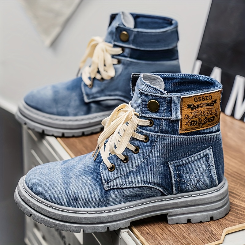 Men's Casual Streetwear Handmade denim Martin shoes