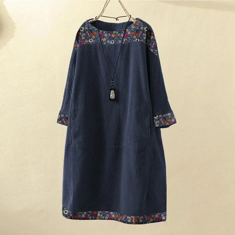 Women's casual corduroy print dress-Buy 2 Get Free Shipping