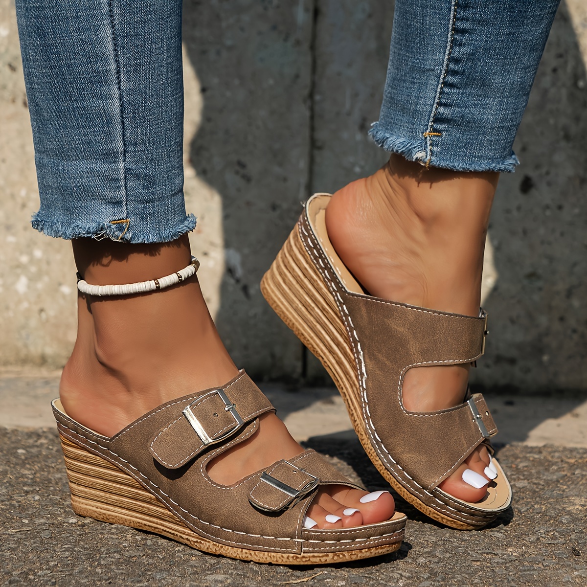 🔥Summer Sale 50%🔥Women‘s Comfortable Buckle Belts Platform Sandals