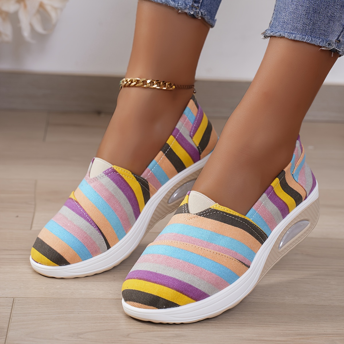 Women's Striped Comfortable Air Walking Shoes