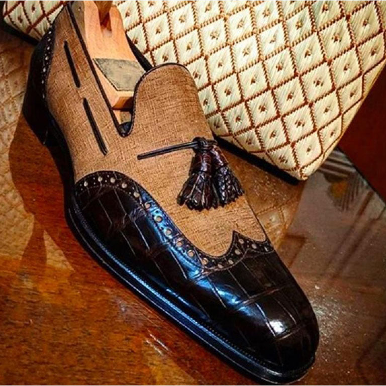 MEN'S LEATHER SHOES WITH ROUND TOE STITCHING-Zittor