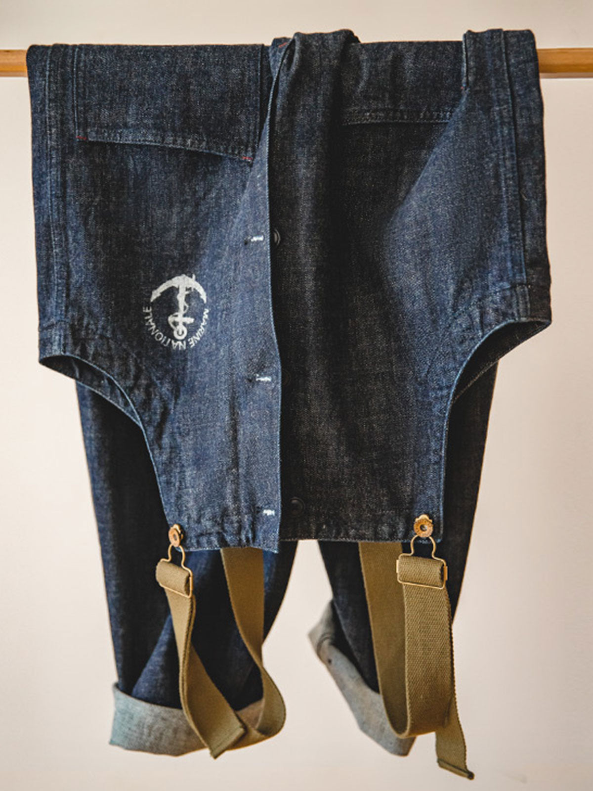 M's Washed Straight Buttoned Denim Overalls-Zittor