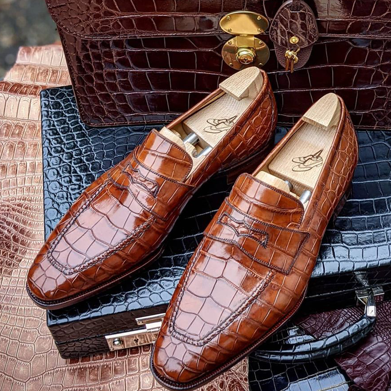 Alligator Pattern Slip On Shoes-Zittor