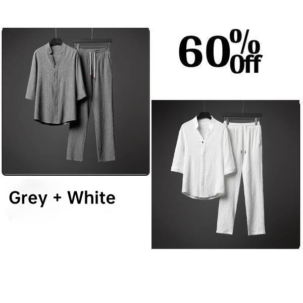 🔥Last Day Sale 50%🔥Men's 2 Pieces Linen Set Summer Outfits