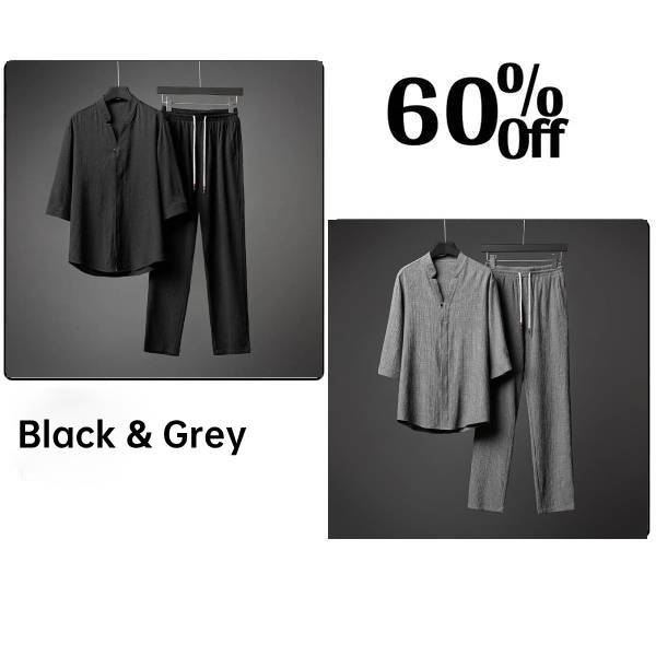 🔥Last Day Sale 50%🔥Men's 2 Pieces Linen Set Summer Outfits