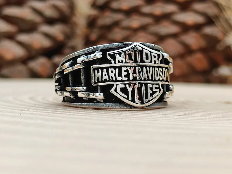 Harley Signet Ring, Sterling Silver Biker Ring