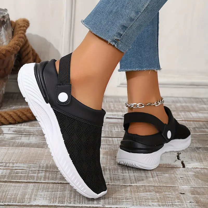womens breathable knit mule sneakers casual slip on outdoor shoes womens comfortable shoes 36 black 12