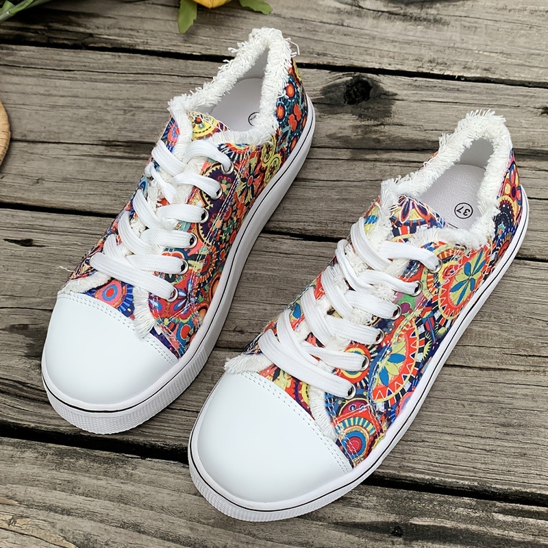 Women's Flower Print Orthopedic Canvas Sneakers