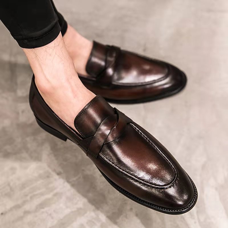 Brown Leather Non-slip Loafer-Zittor