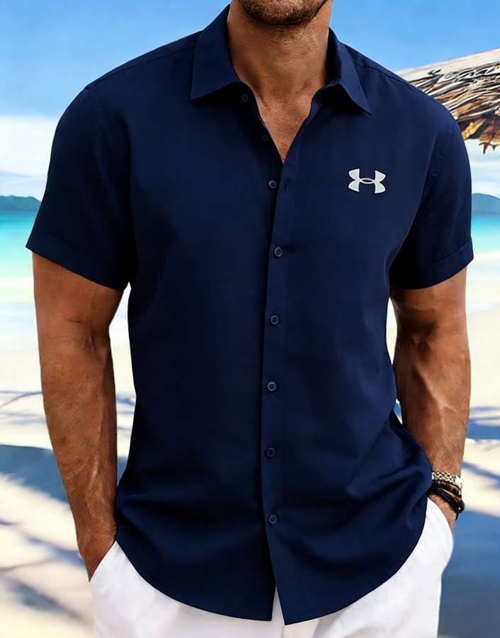 UA Men's Luxury Linen Shirt Breathable & Comfortable Casual Short Sleeve