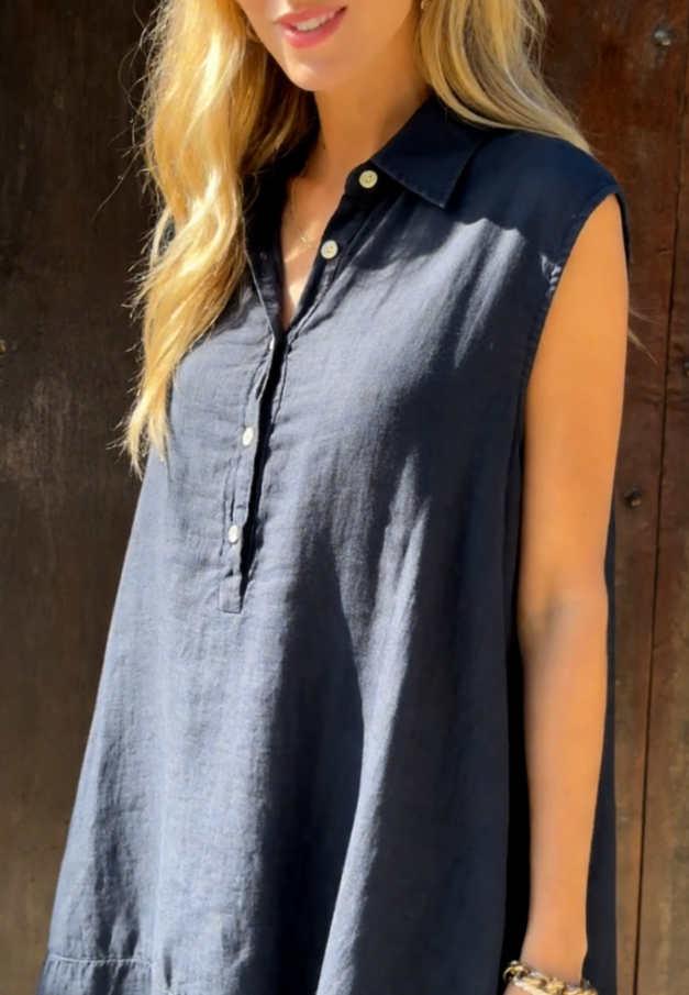Women's Relaxed Vibe Linen Shirt Dress