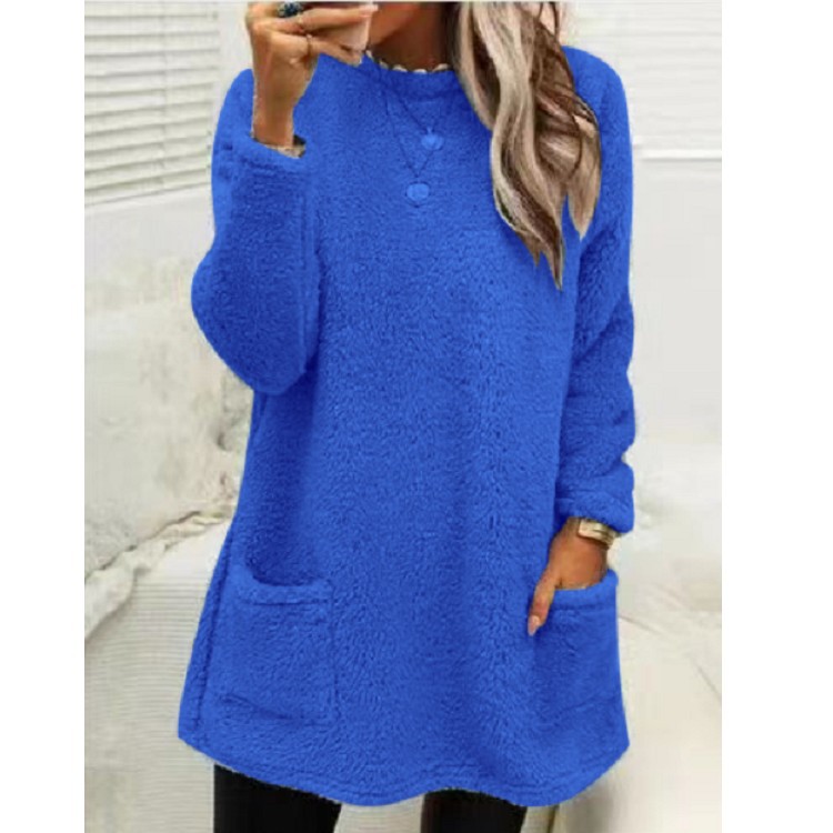 Pocket Crew Neck Casual Warm Long Sleeve T-shirt