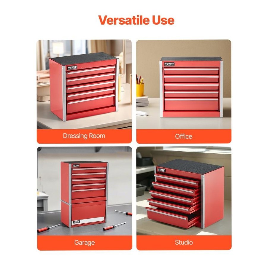 Tool Box 218.4 mm Portable Metal Tool Box 5 Drawers Tool Organizer