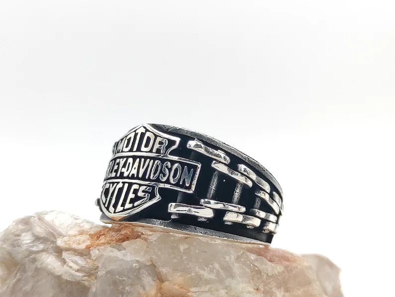 Harley Signet Ring, Sterling Silver Biker Ring