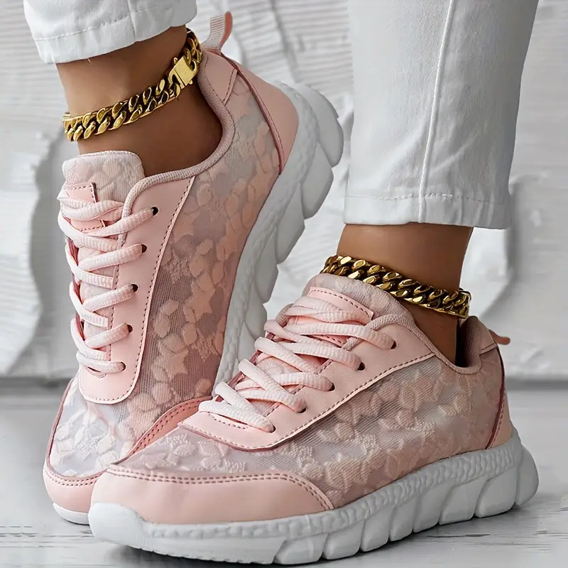 Women s Lace Solid Color Sneakers Platform Lace Soft Sole details 9
