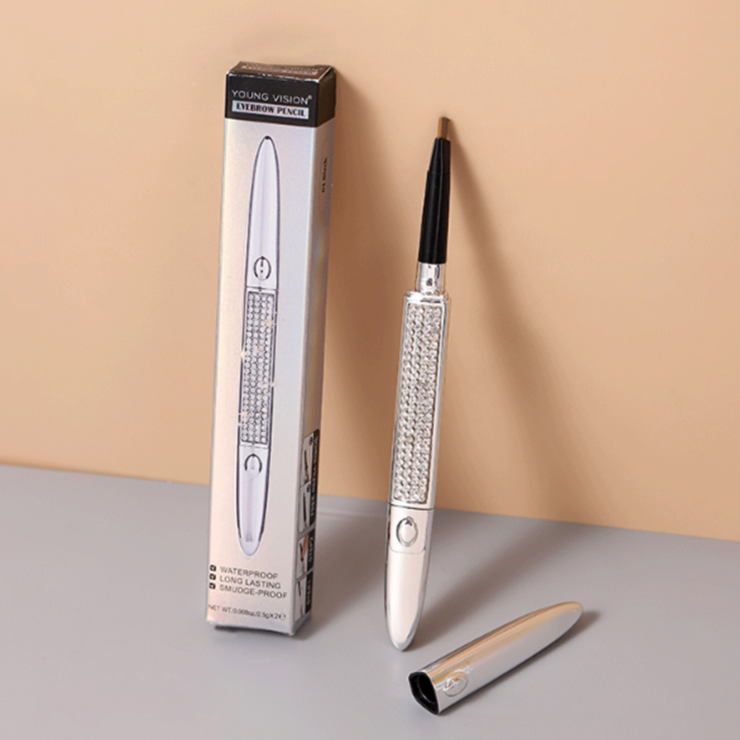 #8. Starry Sky Diamond Silver Tube Double-headed Eyebrow Pencil