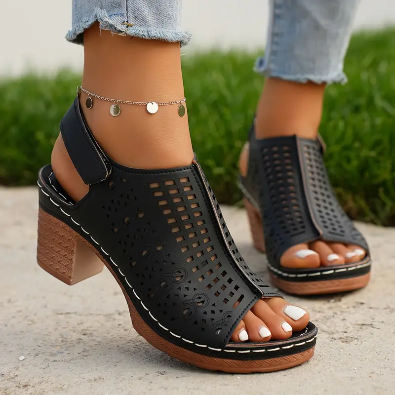 elegant high heel sandals women s fashion hollow design peep details 1