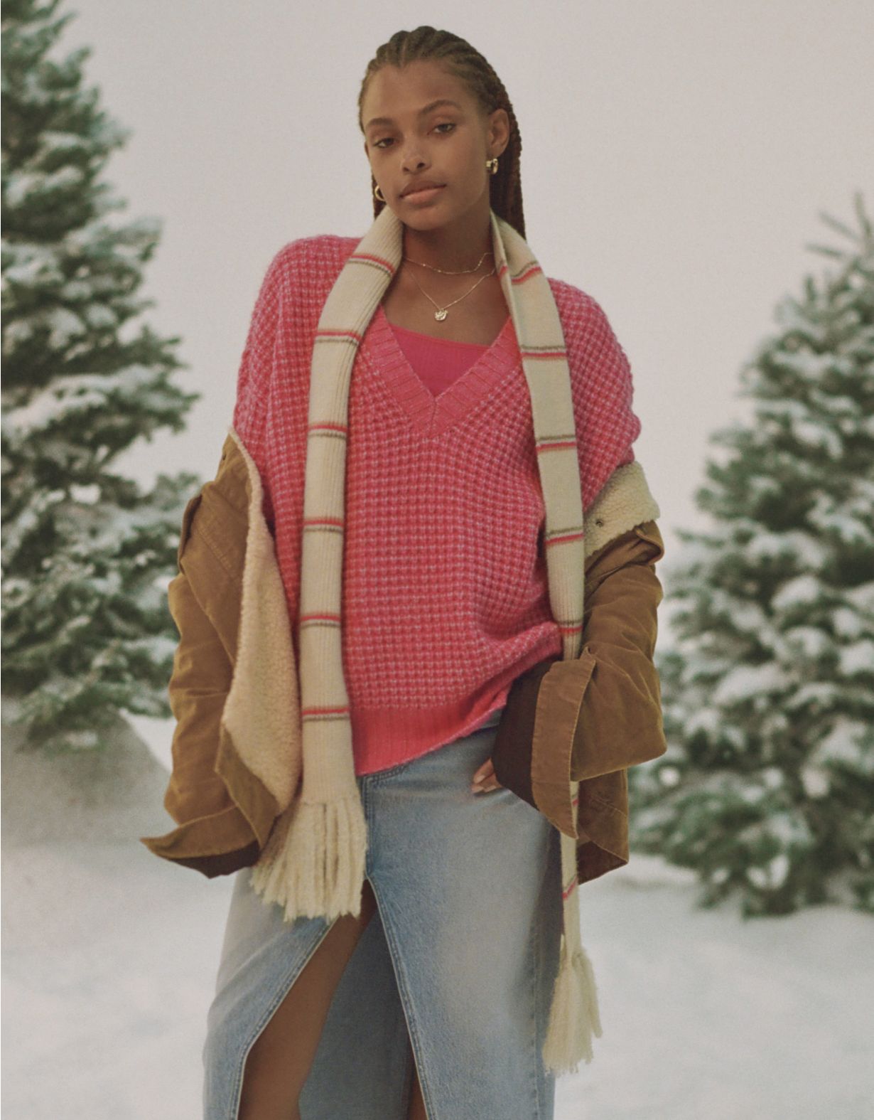 Woman's Warm Waffle V-Neck Sweater