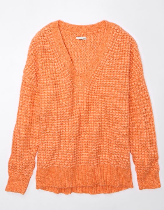Woman's Warm Waffle V-Neck Sweater