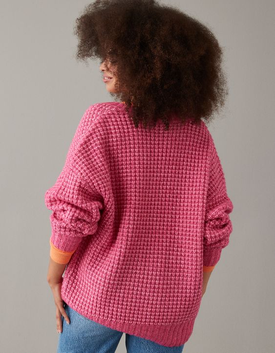 Woman's Warm Waffle V-Neck Sweater