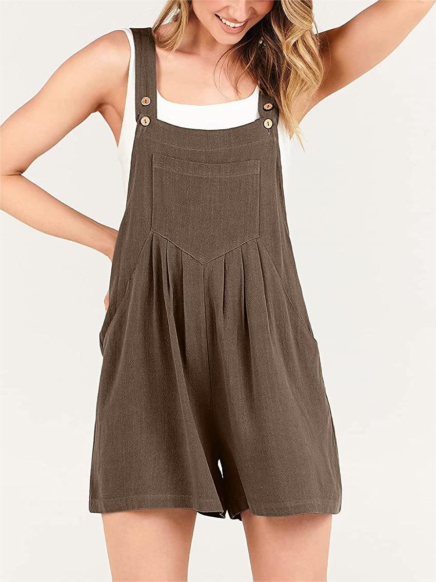 Button Adjustable Big Pocket Short Romper (Buy 2 Free Shipping)