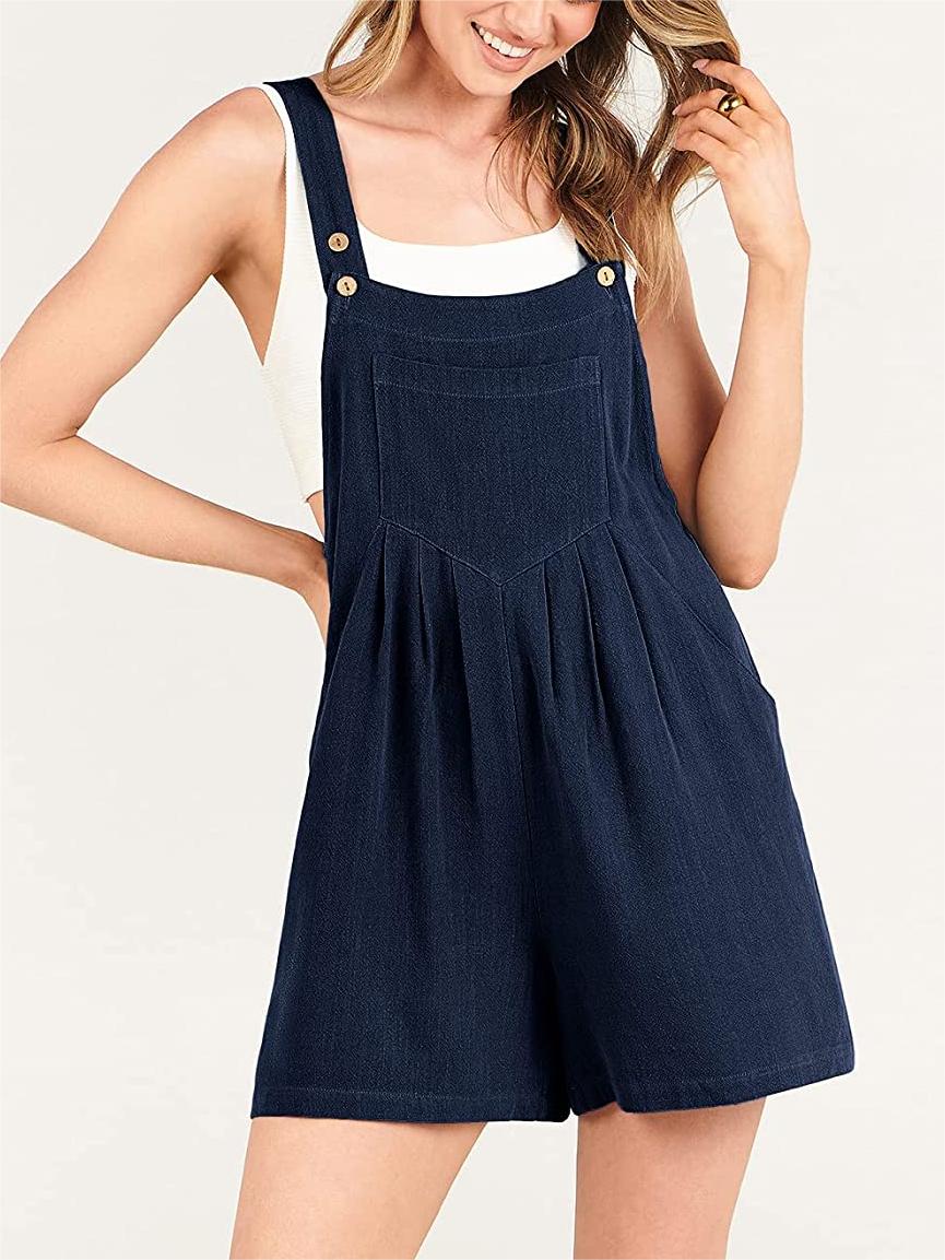 Button Adjustable Big Pocket Short Romper (Buy 2 Free Shipping)