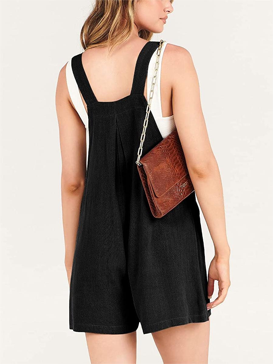 Button Adjustable Big Pocket Short Romper (Buy 2 Free Shipping)