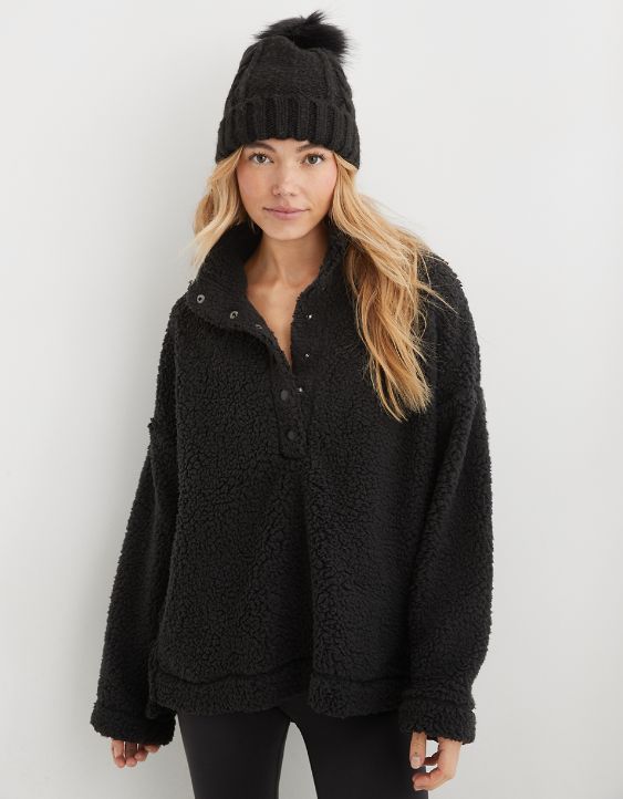 Aerie Sherpa Quarter Snap Sweatshirt