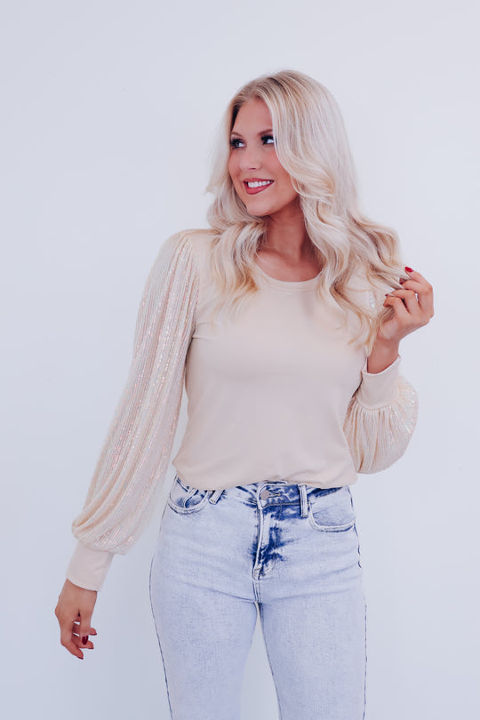 Simone Bell Sleeve Sequin Top