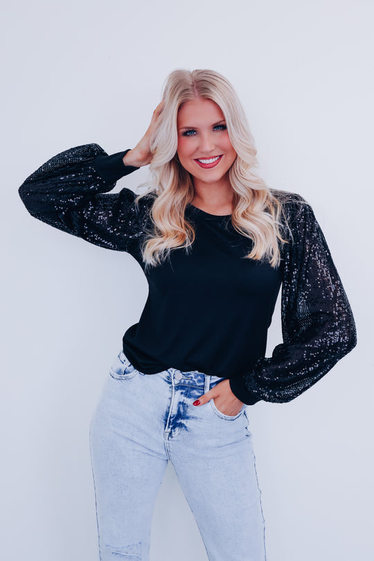 Simone Bell Sleeve Sequin Top
