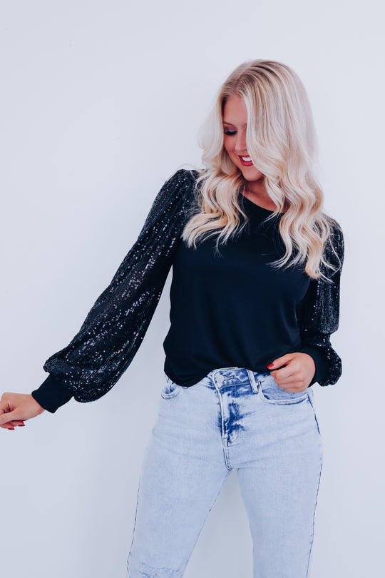 Simone Bell Sleeve Sequin Top