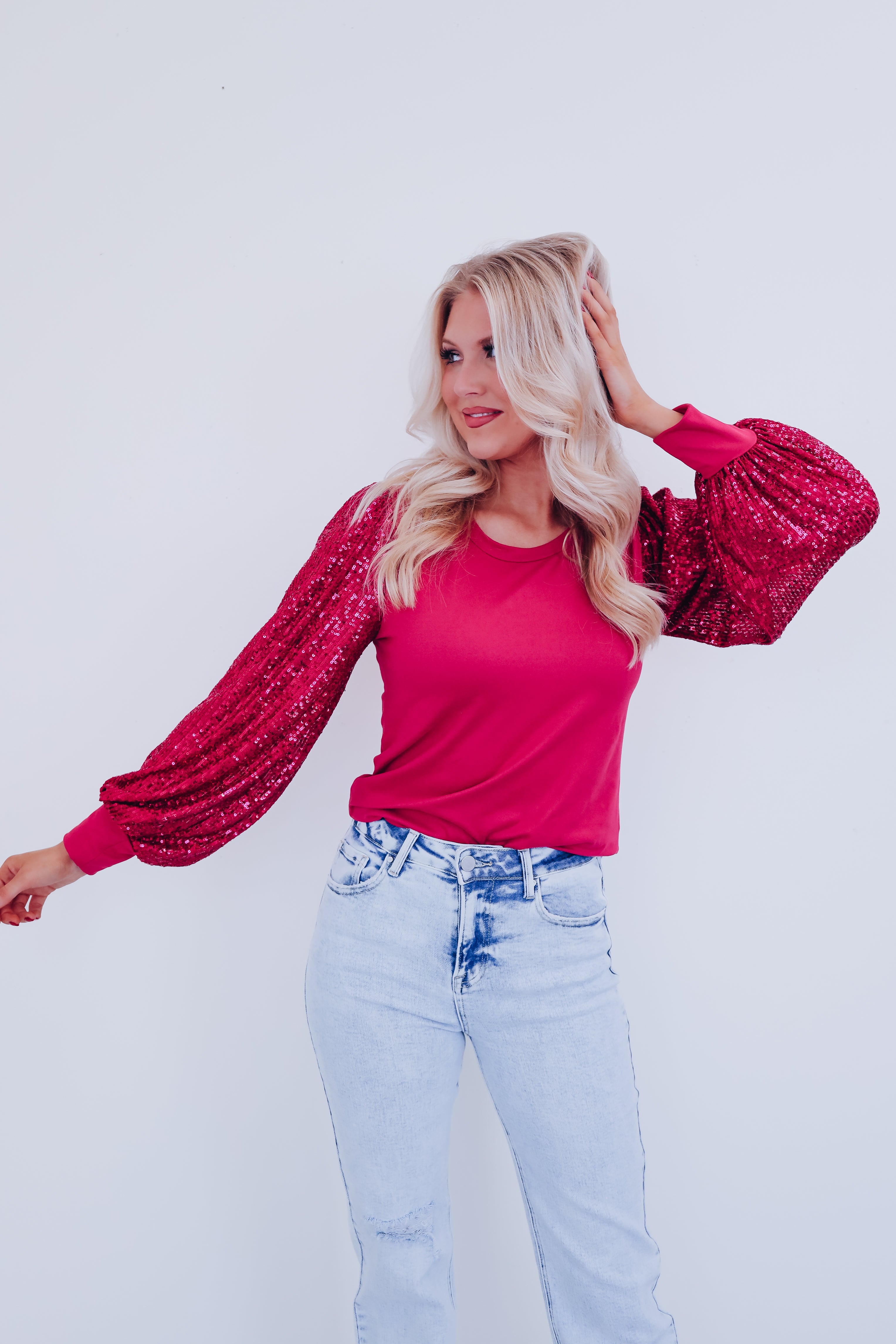 Simone Bell Sleeve Sequin Top