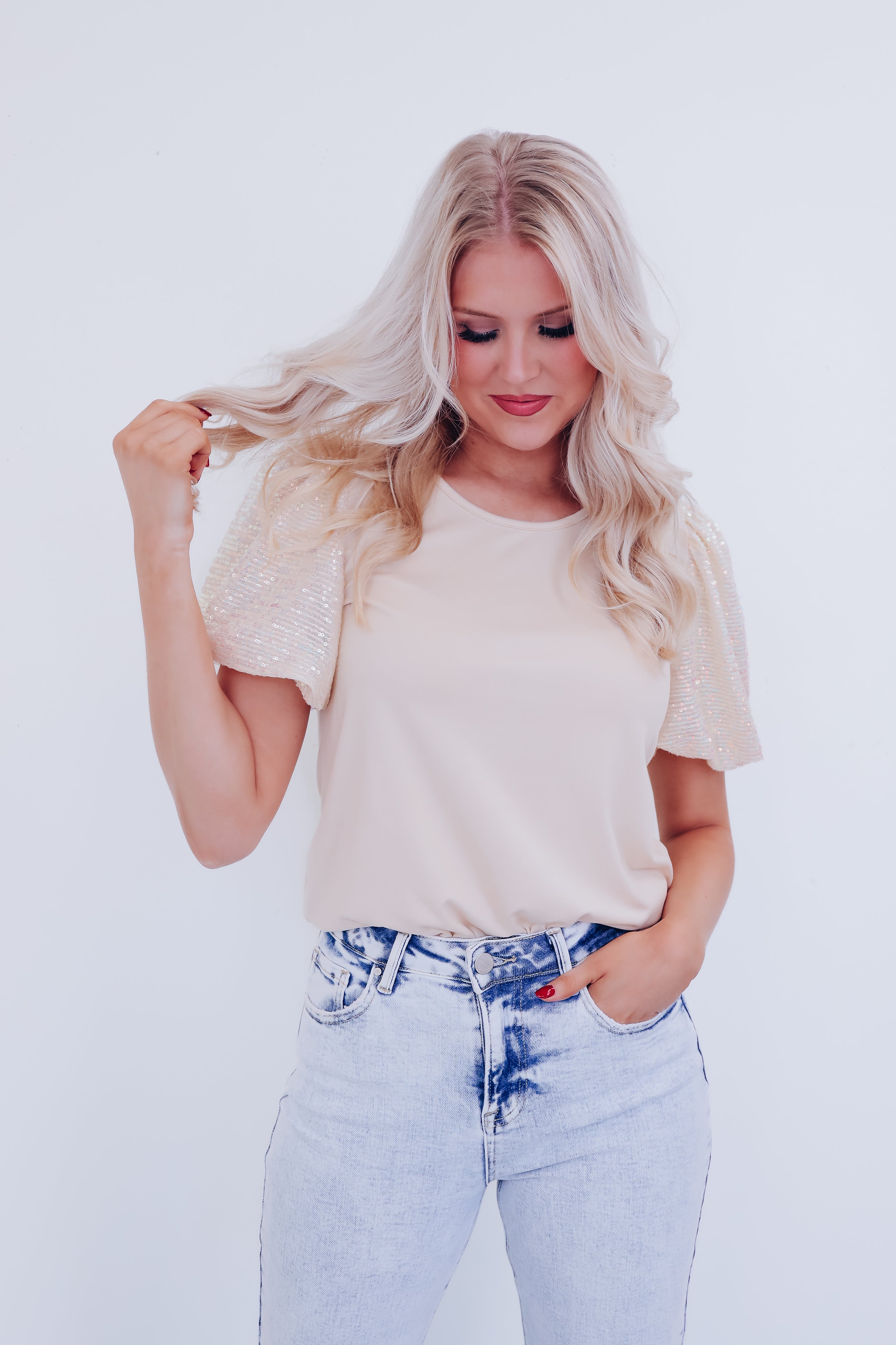 Simone Bell Sleeve Sequin Top