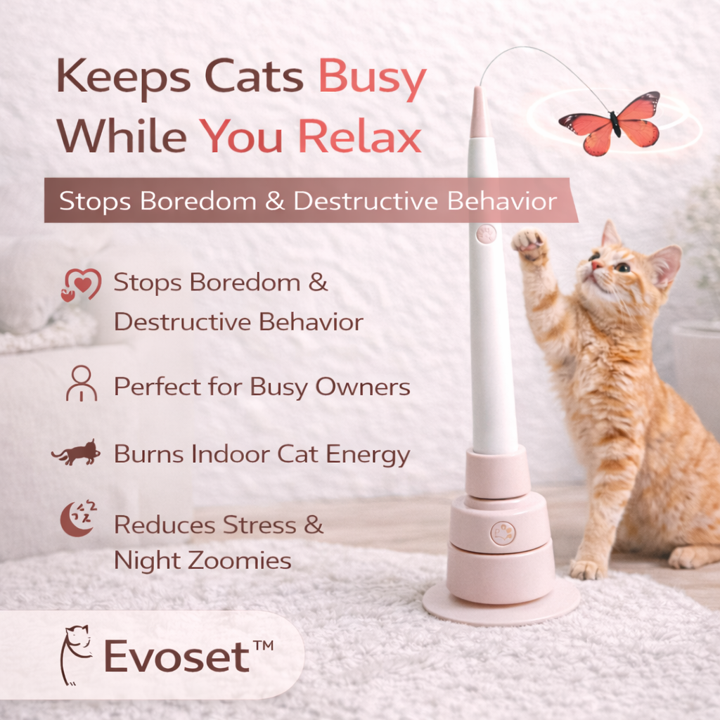 Evoset™ Smart Butterfly Cat Toy — Automatic Teaser for Active Cats 🐾