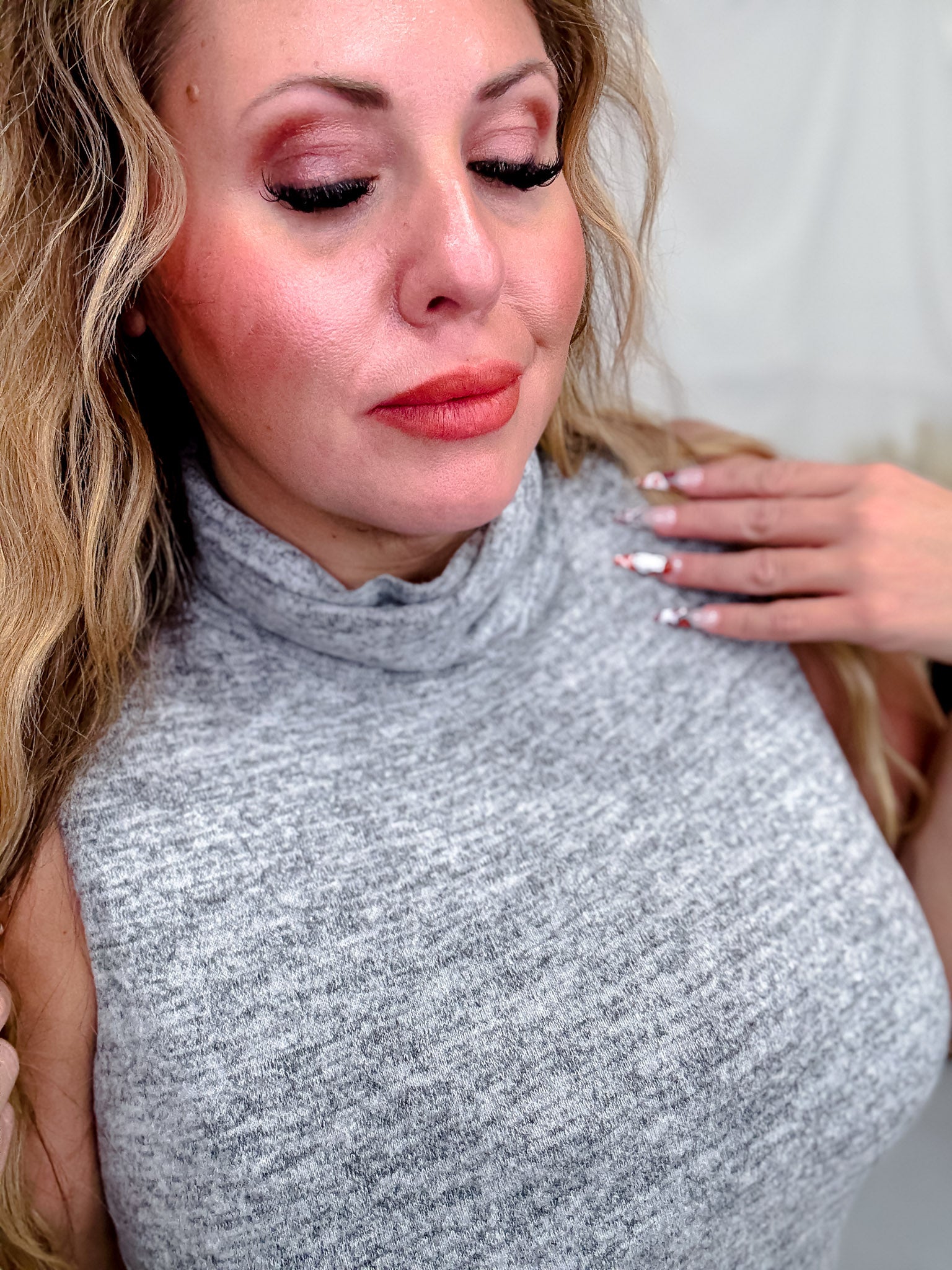 Brushed Cashmere-Feel Two Piece Dress & Cardigan Set