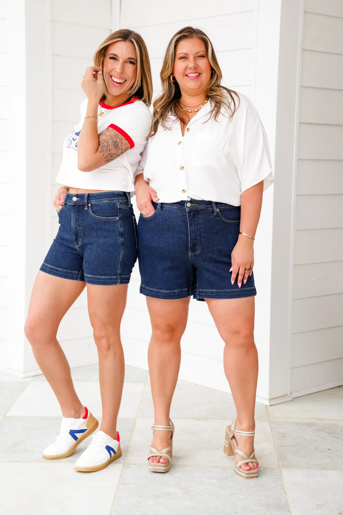 Dark Wash Tummy Control Shorts