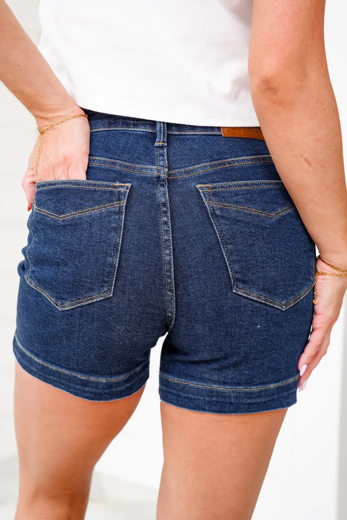 Dark Wash Tummy Control Shorts
