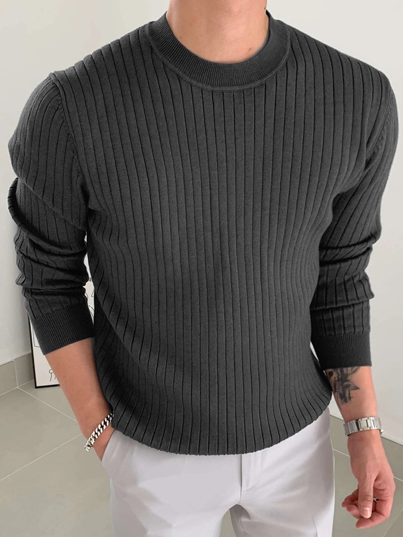 Men Ribbed Knit Sweater