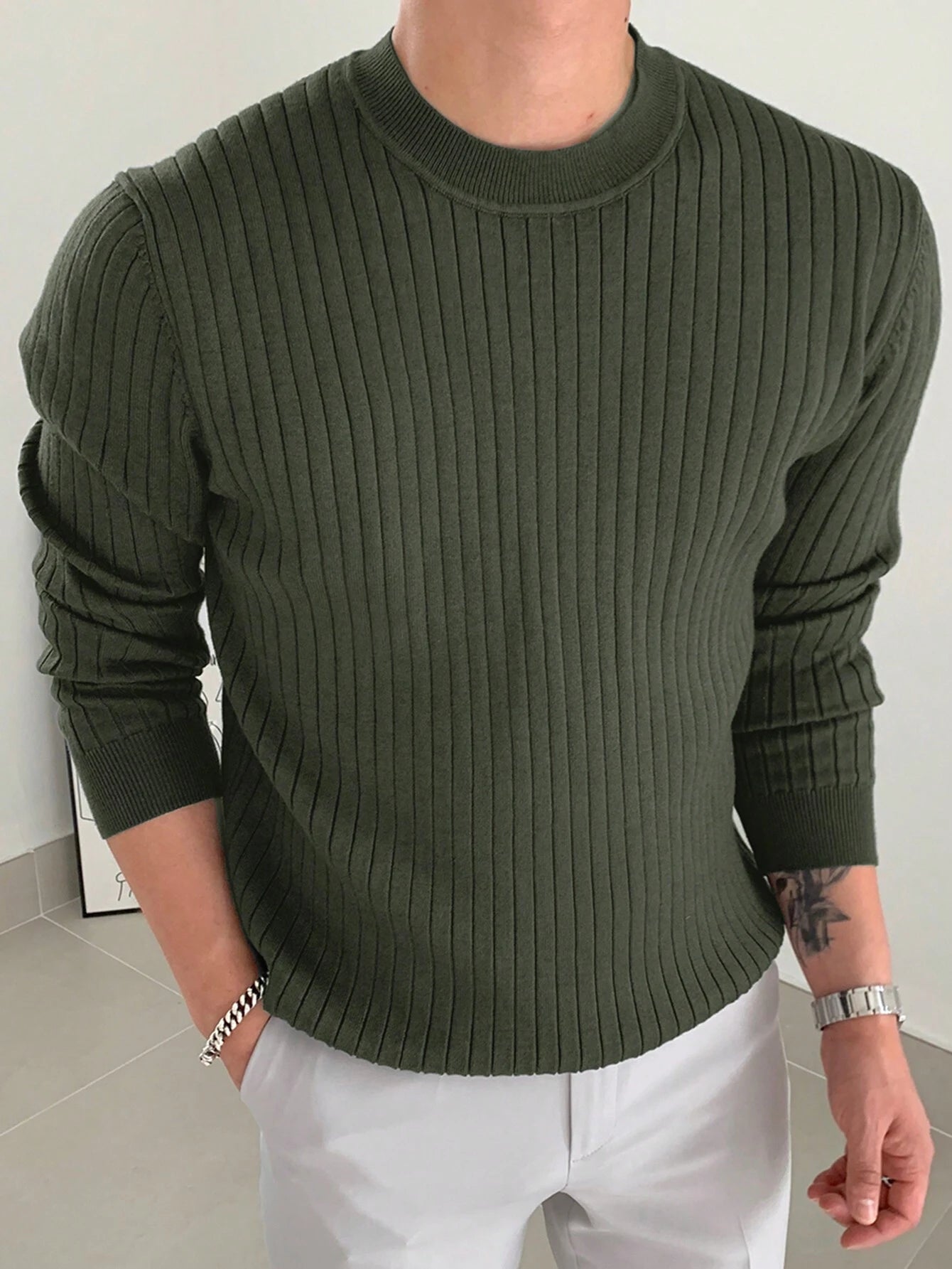 Men Ribbed Knit Sweater