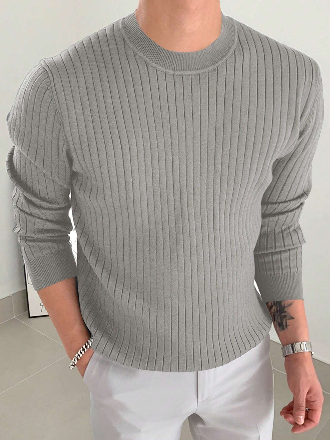 Men Ribbed Knit Sweater