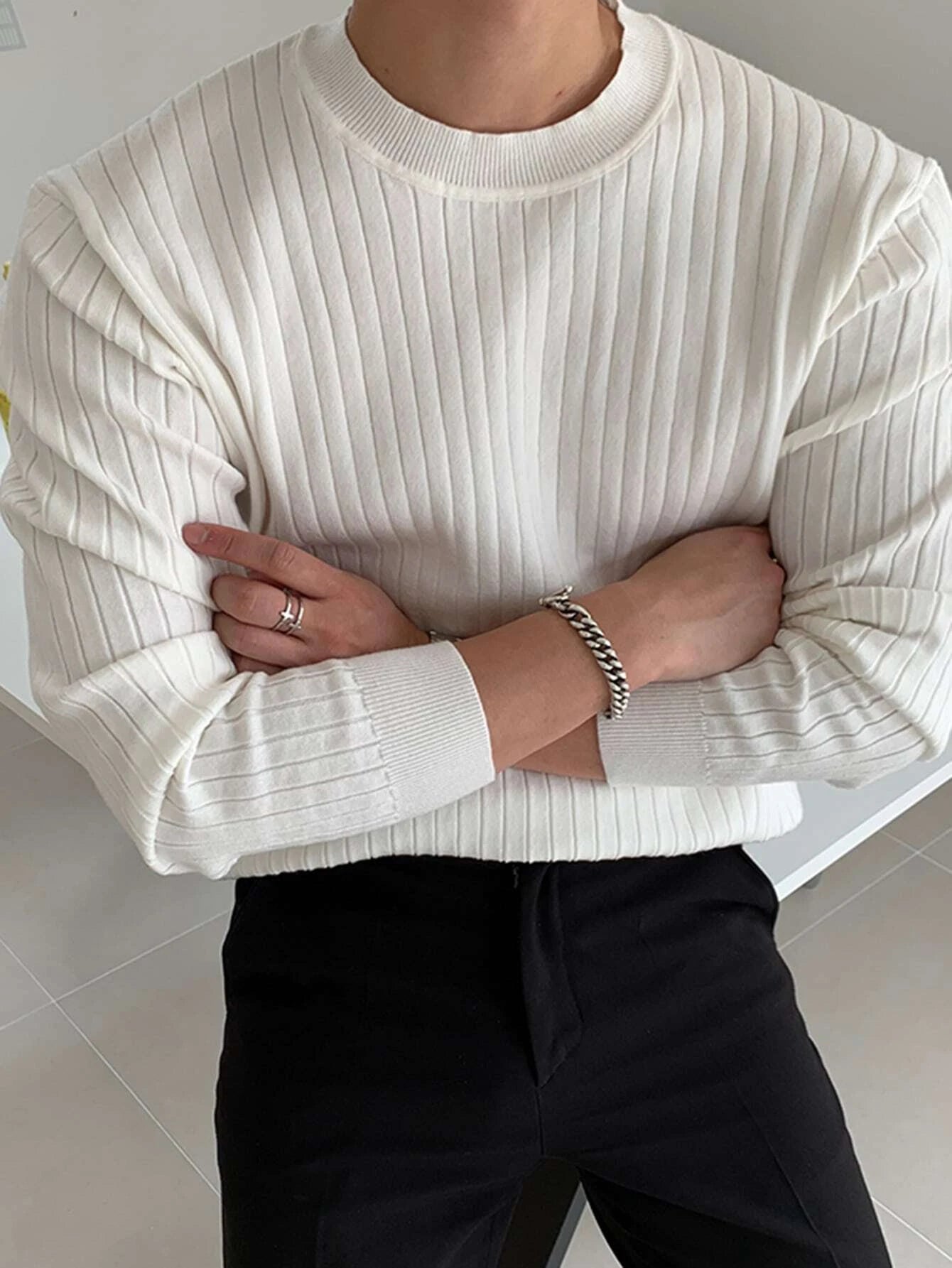 Men Ribbed Knit Sweater