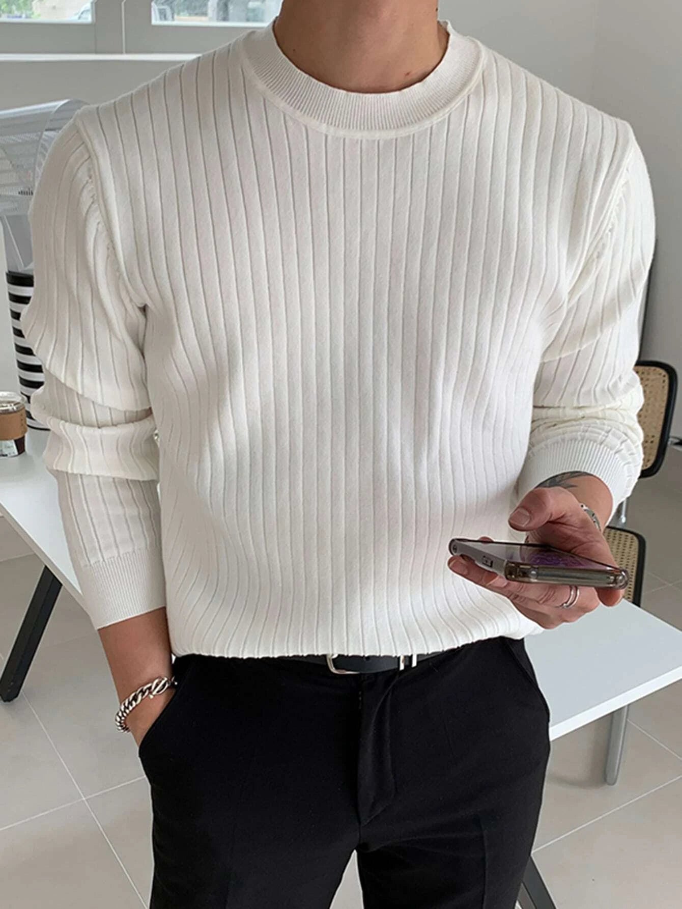 Men Ribbed Knit Sweater