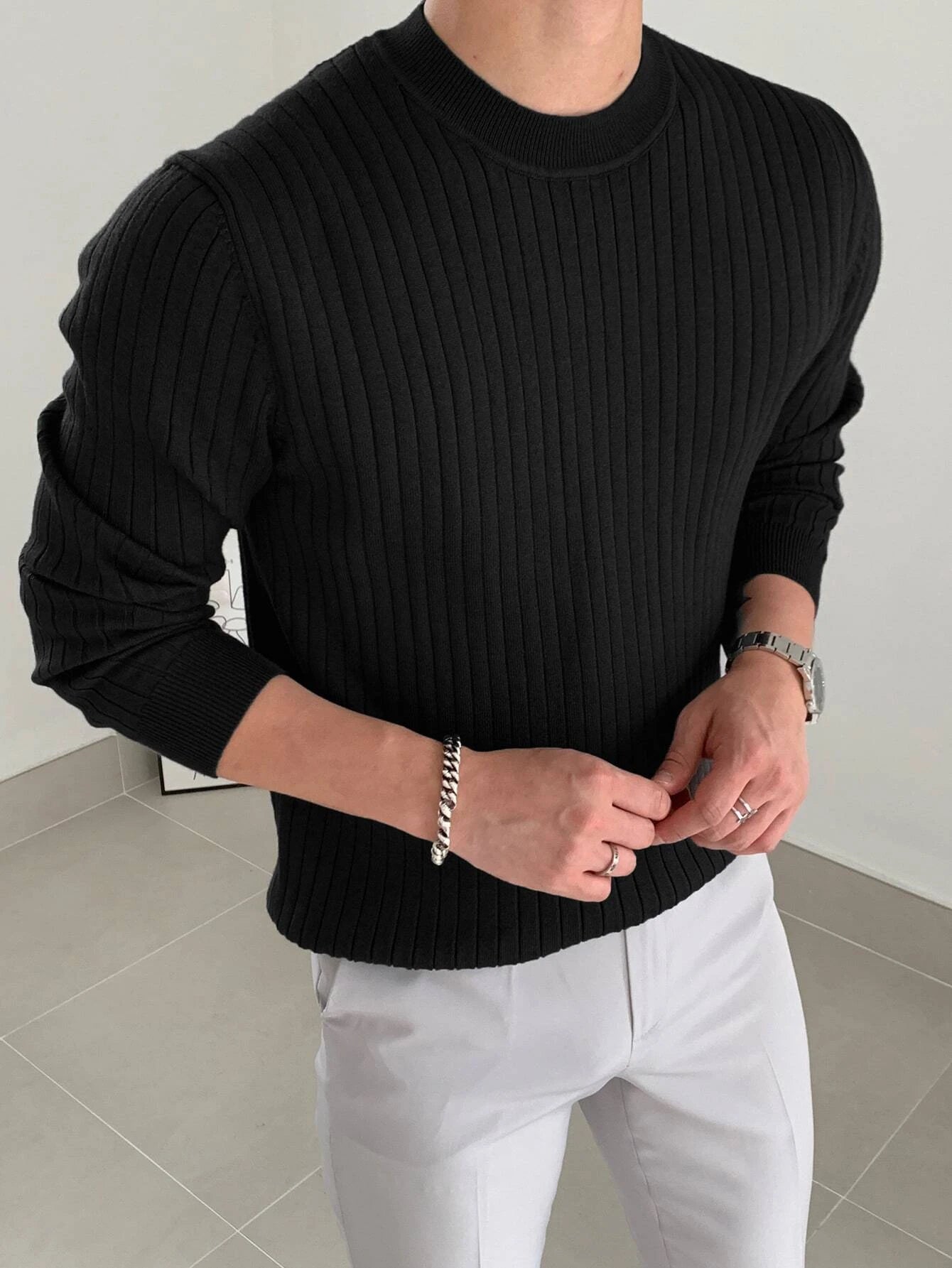 Men Ribbed Knit Sweater