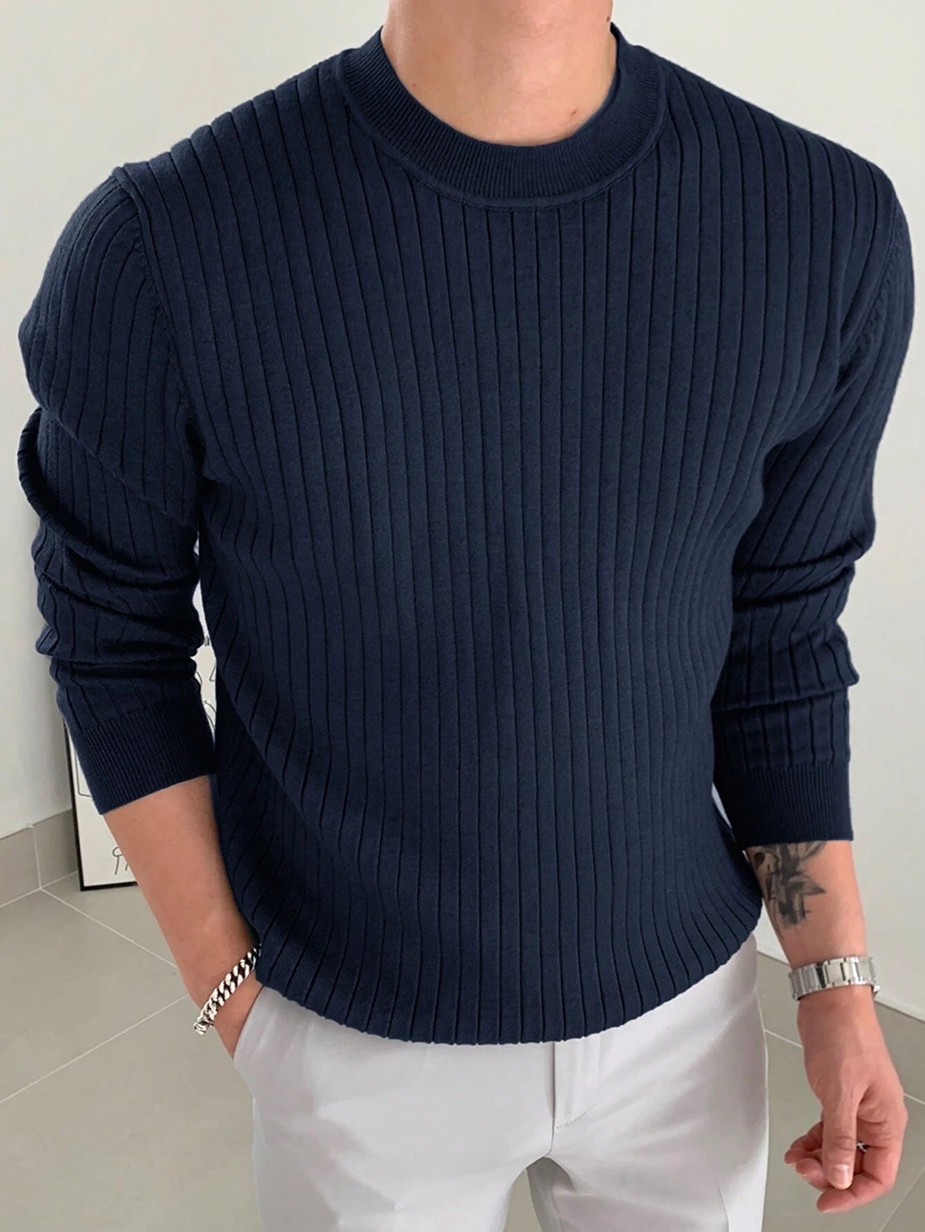 Men Ribbed Knit Sweater