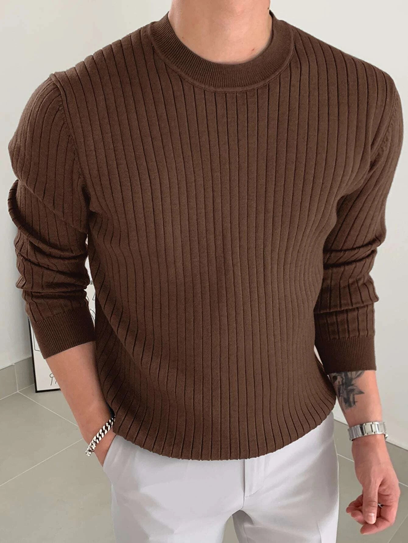 Men Ribbed Knit Sweater