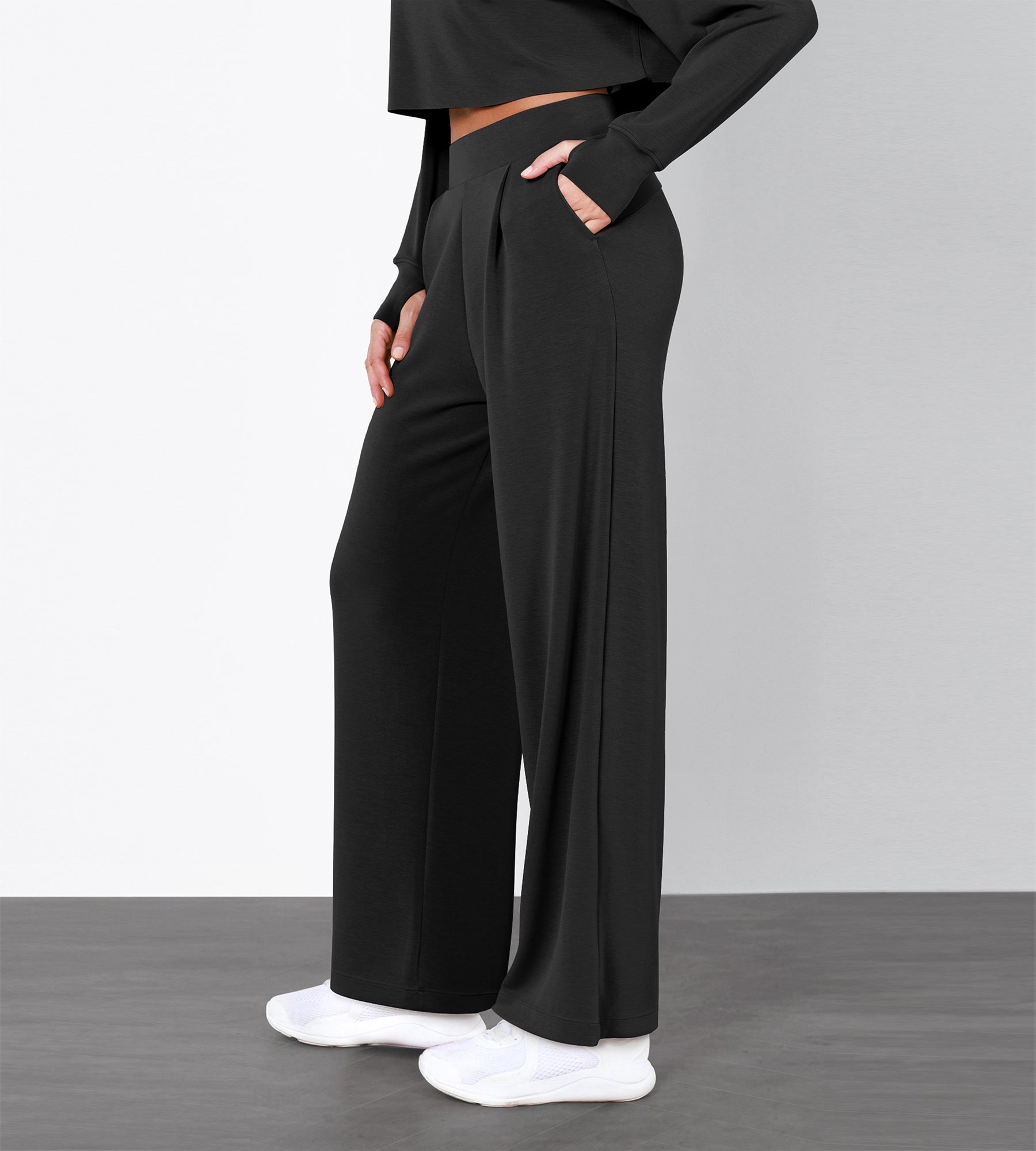 Women's Soft Loose High Waist Wide Leg Casual Pants with Pockets