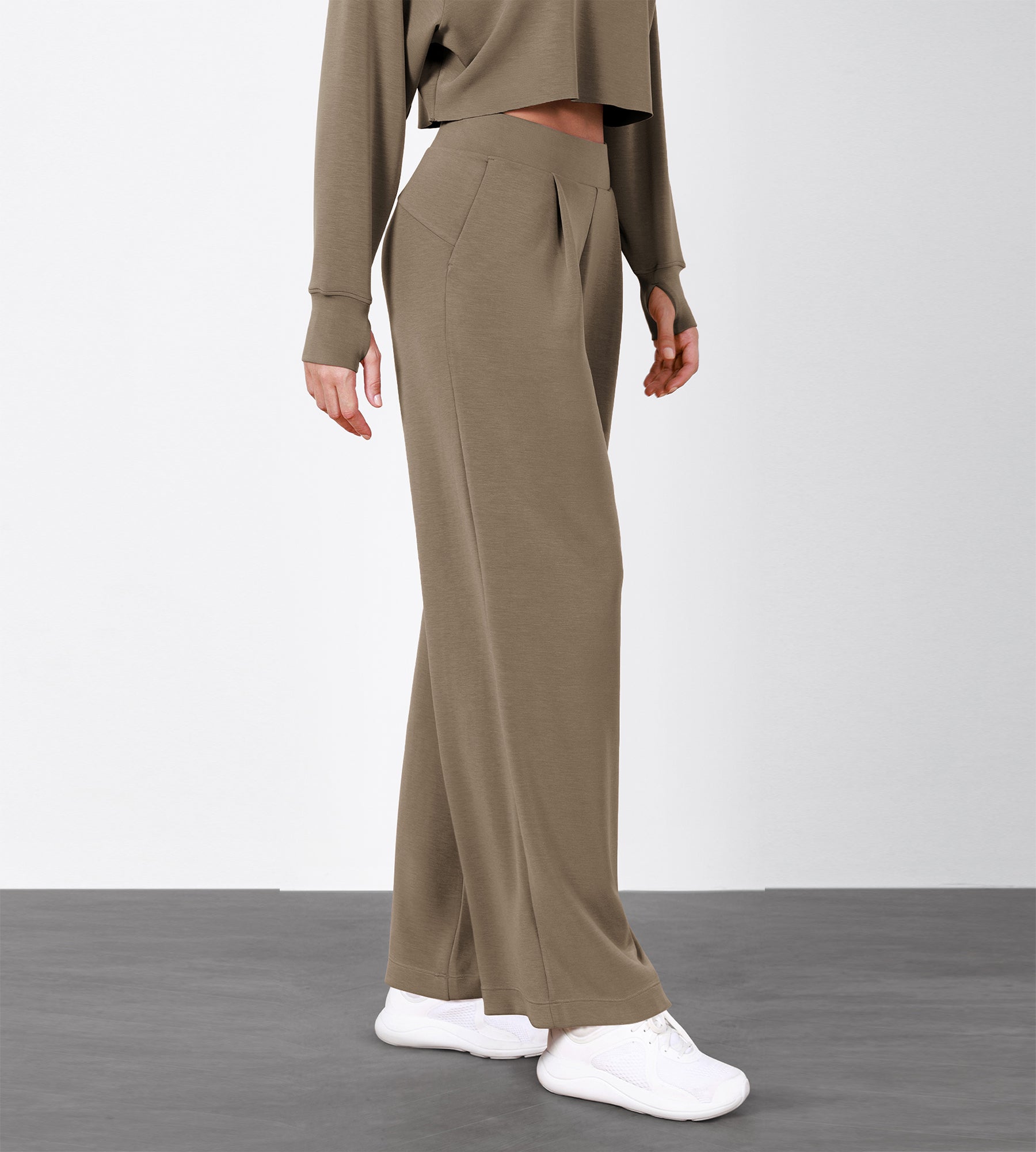 Women's Soft Loose High Waist Wide Leg Casual Pants with Pockets